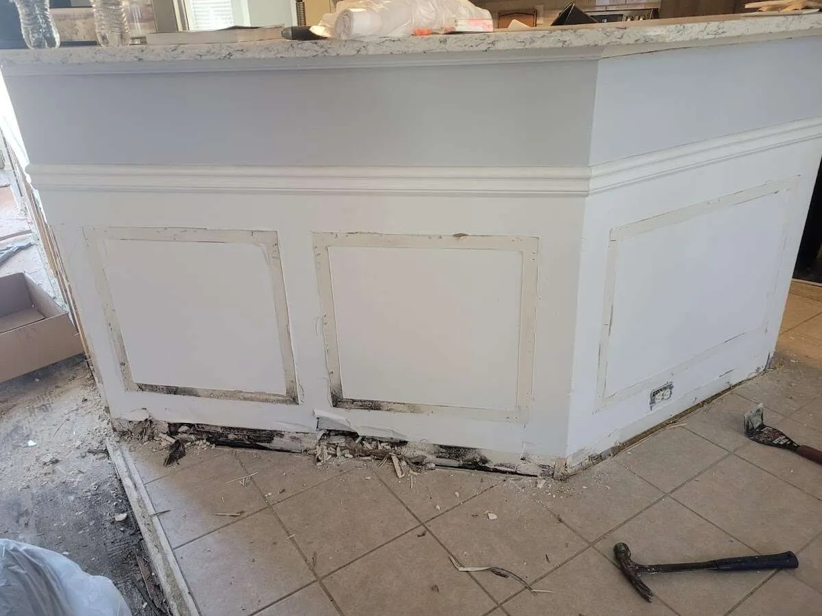 Water damage and mold on kitchen during Storm Damage Restoration in Jerseyville